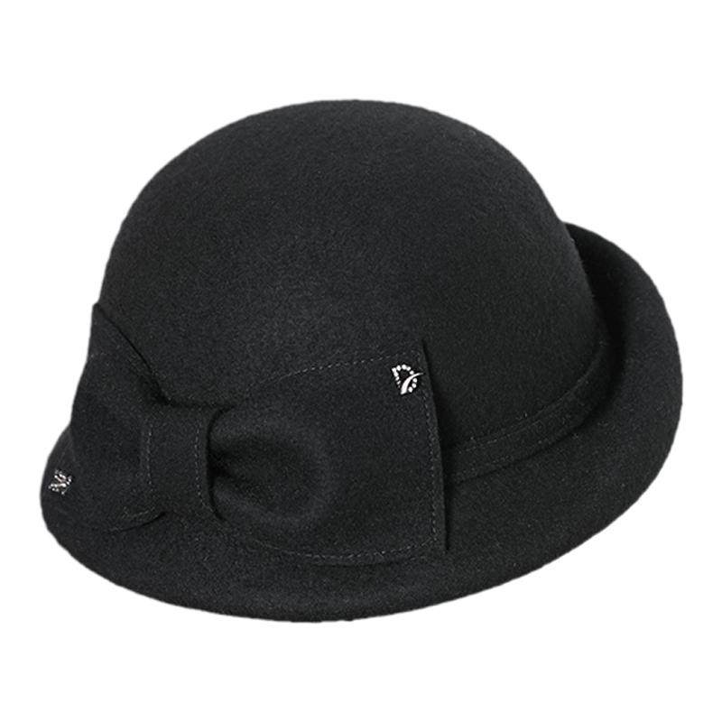 黑色羊毛礼帽女秋冬卷边赫本风毡帽英伦复古千金百搭毛呢帽子女款