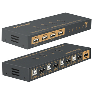 kvm切换器hdmi四进一出4进1出4K/2.0/60Hz高清口4台电脑共用1套键盘鼠标显示器U盘打印机usb设备王视