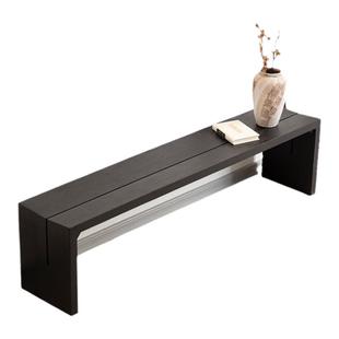 北欧实木长条凳黑色家用餐桌长凳胡桃色原木凳子现代服装店换鞋凳