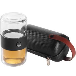 哲品派杯便携式旅行茶具套装带便携包单人茶水分离杯露营泡茶杯