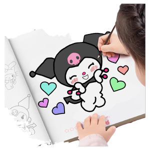 三丽鸥描绘本涂色画画儿童填色简笔画漫画绘画女孩益智玩具描摹本