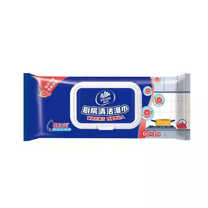 维达厨房湿巾60片强力去油去污