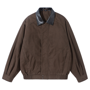 美式复古翻领夹克夹棉棉服男款宽松保暖棉袄冬季外套男2025新款