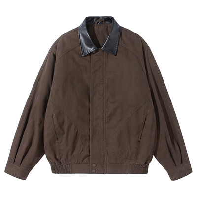 美式复古翻领夹克夹棉棉服男款宽松保暖棉袄冬季外套男2025新款