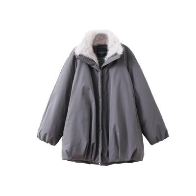 POPCHRIO仿皮草拼接花苞羽绒服