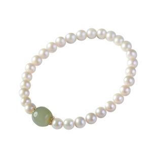 珍珠手链女东海水晶玛瑙翡翠玉石淡水散珠子项颈链晴水和田玉手串