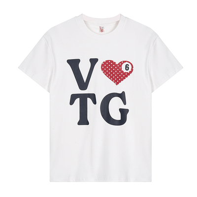 大佬美式爱心波点撞色显瘦T恤