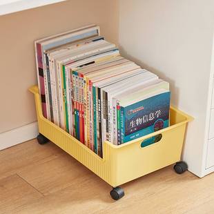 书本收纳盒带滑轮学生宿舍桌下书包收纳箱桌面收纳筐整理教室书箱
