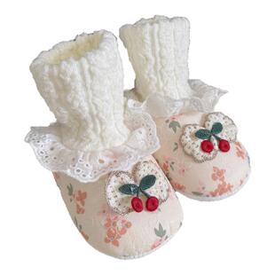 春秋冬婴儿软底步前鞋一岁女宝宝3-6-9-12个月防鞋袜一体防掉鞋