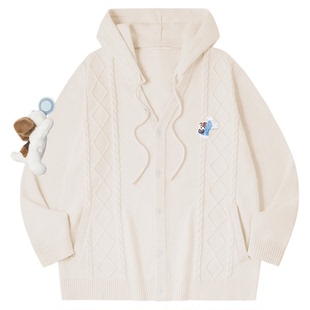 PSO Brand【云旗同款】男装女装连帽V领针织开衫毛衣秋季休闲外套