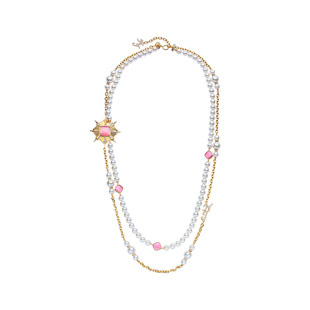 [甄选5折]NanaJacqueline双层仿珍珠猫眼石项链高级感复古毛衣链