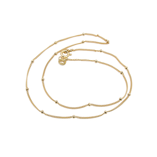 S925纯银间珠压光十字链侧身链DIY锁骨链简约裸链细链珠珠单链