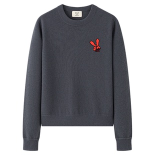 JCLP金纯良品 25秋冬新款 100%山羊绒卡通豹圆领长袖套头针织衫