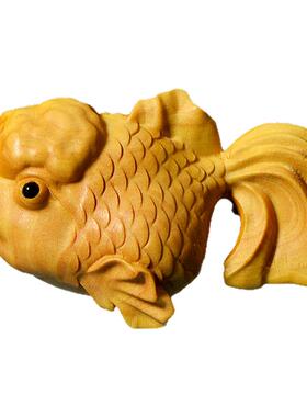 黄杨木雕金鱼摆件饰品随身文玩