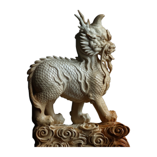 天然猛犸牙雕招财摆件麒麟献瑞高档收藏古董文玩送领导长辈工艺品