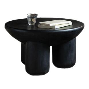 叕木|整木创意\侘寂风全实木民宿圆形茶几设计师咖啡桌原木墩子