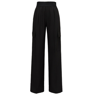 FF仿佛夏季黑色休闲裤女高腰宽松薄款工装裤百搭小个