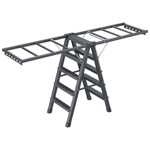 家用梯子晾衣架落地折叠室内两用多功能加厚四步五步人字梯晒衣架