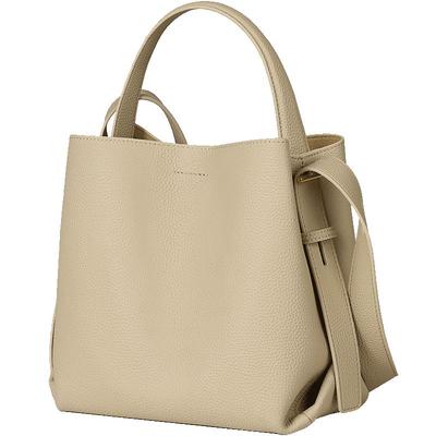 Beep女包头层牛皮单肩斜挎水桶包