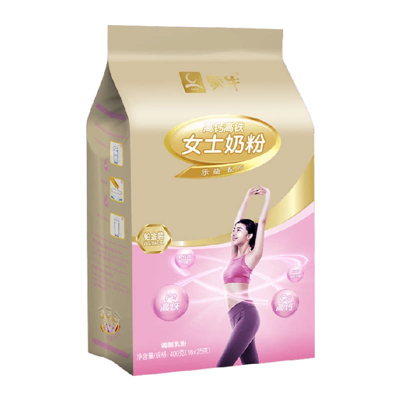 下拉详情领优惠蒙牛奶粉铂金装女士高钙高铁奶粉无蔗糖营养早餐