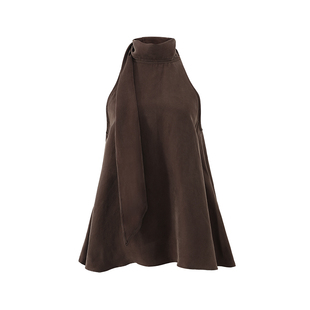 SINGLE MOMENT 25SS秋季新款法式高领飘带无袖背心吊带上衣套装女