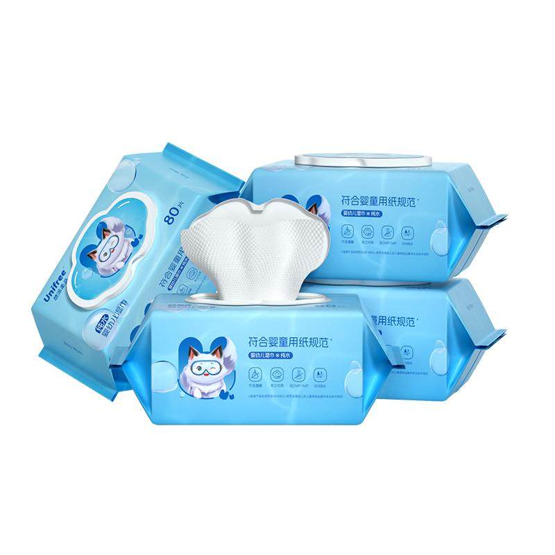unifree纯水婴幼儿湿巾80抽4包