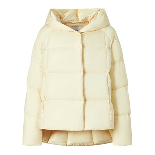 商场同款 摩萨克冬款简约基础感连帽泡芙白鸭绒羽绒服女