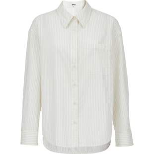 ONLY2026春季新款宽松简约通勤弧形下摆翻领落肩长袖衬衫上衣女