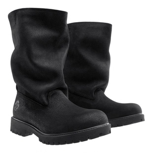 暗黑工装中筒骑士靴男女宽松马靴堆积机车靴堆堆大黄靴慵懒马丁靴