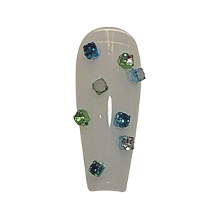 NPC美甲 Y2K辣妹 千禧超闪火龙果粉色蛋白彩色爪钻石链条贴纸饰品