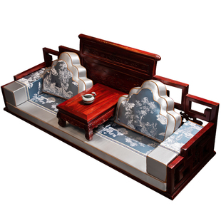 中式红木沙发坐垫防滑实木沙发垫高档乳胶罗汉床垫子五件套罩定做