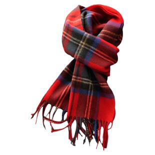 新年礼物纯羊毛格子圣诞节红色女学生围巾秋冬季情侣男围脖送礼盒