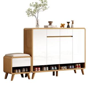 入户门鞋柜家用门口简约现代实木腿鞋架可定制进门换鞋凳玄关柜