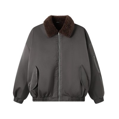 TGNS仿羊羔毛翻领加厚棉服外套