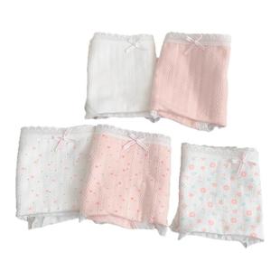 小美好~5条内裤秋冬粉色少女学生法式甜美中腰100%全棉内裤女纯棉