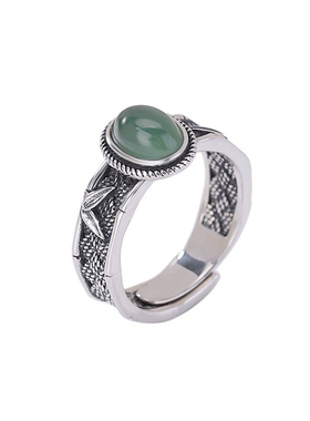 复古做旧蛋面戒指女925银