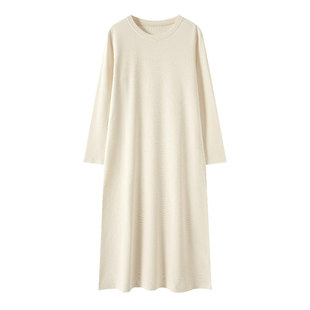 圆领懒人裙2025早秋新款宽松百搭休闲慵懒风V领T恤长款连衣裙女
