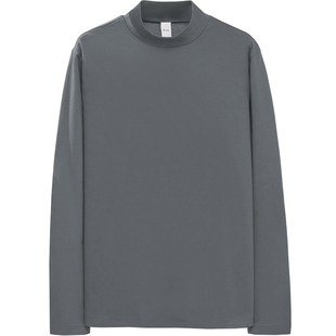 纯棉长袖t恤男装2025新款纯色半高领打底衫内搭全棉中领秋衣小衫