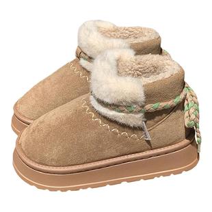 细细条 东北棉靴雪地靴户外厚底加绒舒适新款女冬韩系百搭中筒靴