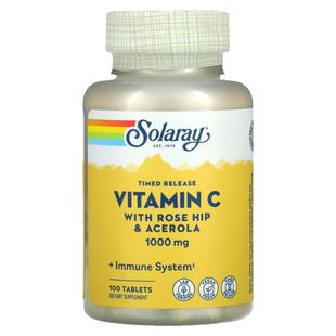 Solaray缓释维生素C片玫瑰果针叶樱桃高含量维他命VC片抵抗帮助骨