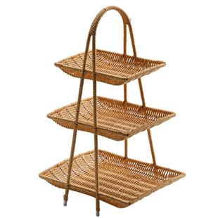 Kens北欧风多层水果篮轻奢仿藤编下午茶点托盘家用零食糖果收纳架