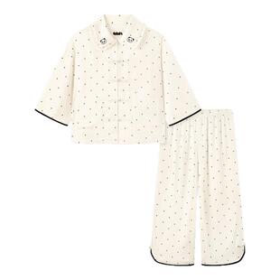 tbh野兽派家居熊猫嘭嘭星光缎中式家居服套装夏季可穿情侣睡衣