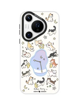 猫咪时钟适用华为Pura90手机壳新款p80保护套磁吸支架p70por创意小众高级感p40pro全包p50可爱por+好看Ultra