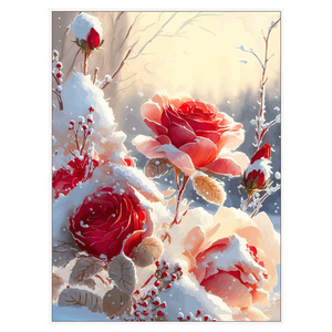 冰雪玫瑰数字油画diy填充手绘涂色花卉月季涂鸦丙烯壁画装饰画