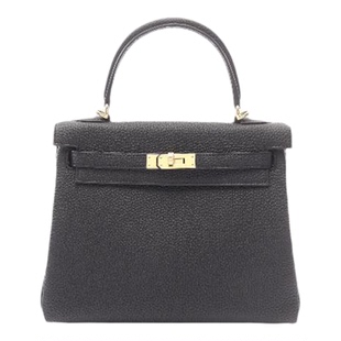 中古Hermes爱马仕女包S级99新Kelly 25凯莉25牛皮手提包黑色时尚
