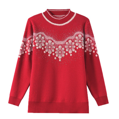 妈妈秋冬加绒加厚毛衣一体绒打底