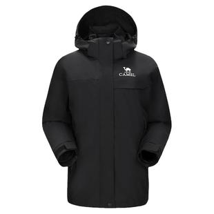 骆驼女装鹅绒羽绒服冲锋衣三合一2025冬季保暖羽绒内胆外套女