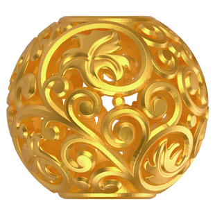 金米黄金花丝手串转运珠足金配珠缠枝纹吉祥婚嫁镂空手饰福祉金