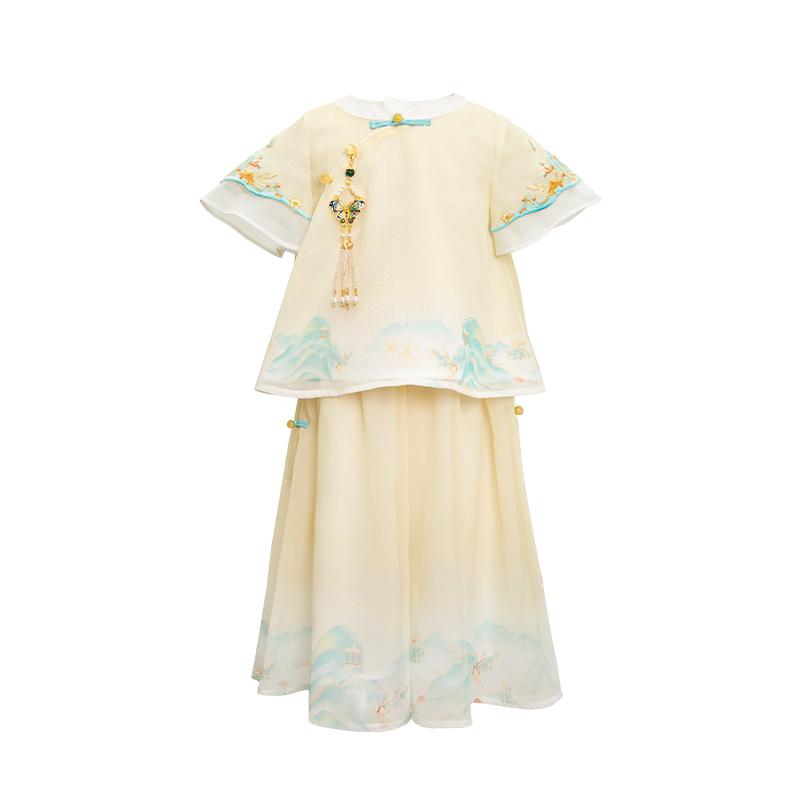 【西子问】女童汉服童装夏季新中式国风短袖小女孩裤子套装扶光