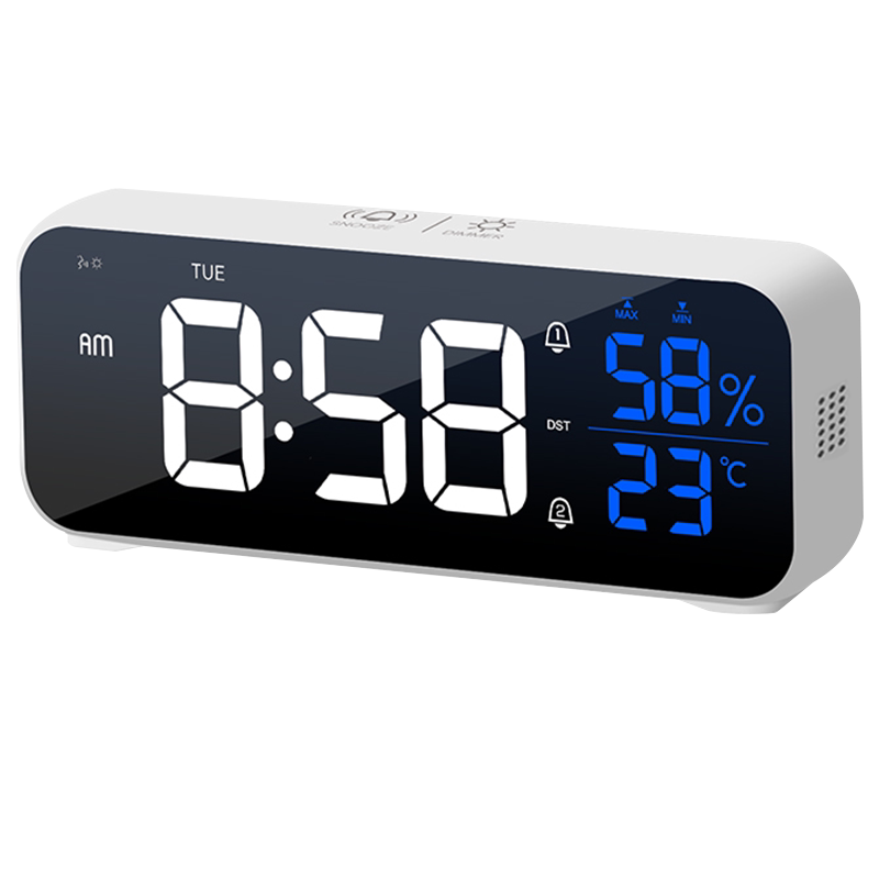 超大铃声闹钟大音量led电子时钟温湿度学生床头钟静音夜光m20
